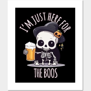 Kawaii Skeleton Halloween & Oktoberfest - I'm Just Here for the Boos Posters and Art